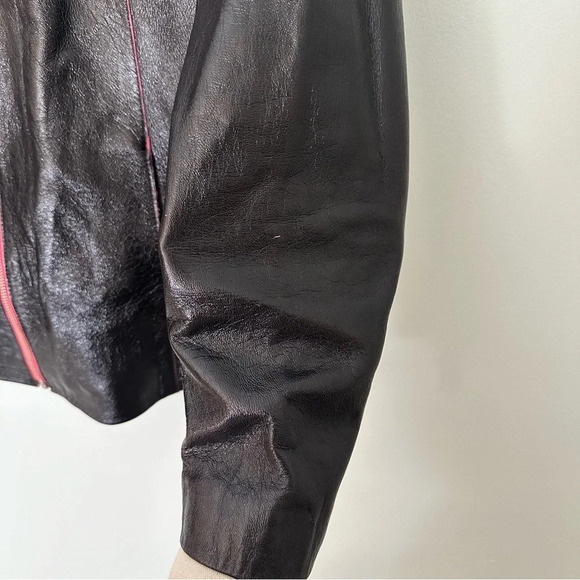 Lucien Piccard Real Genuine Leather Jacket Black Pink Vintage Size Small - Picture 7 of 15